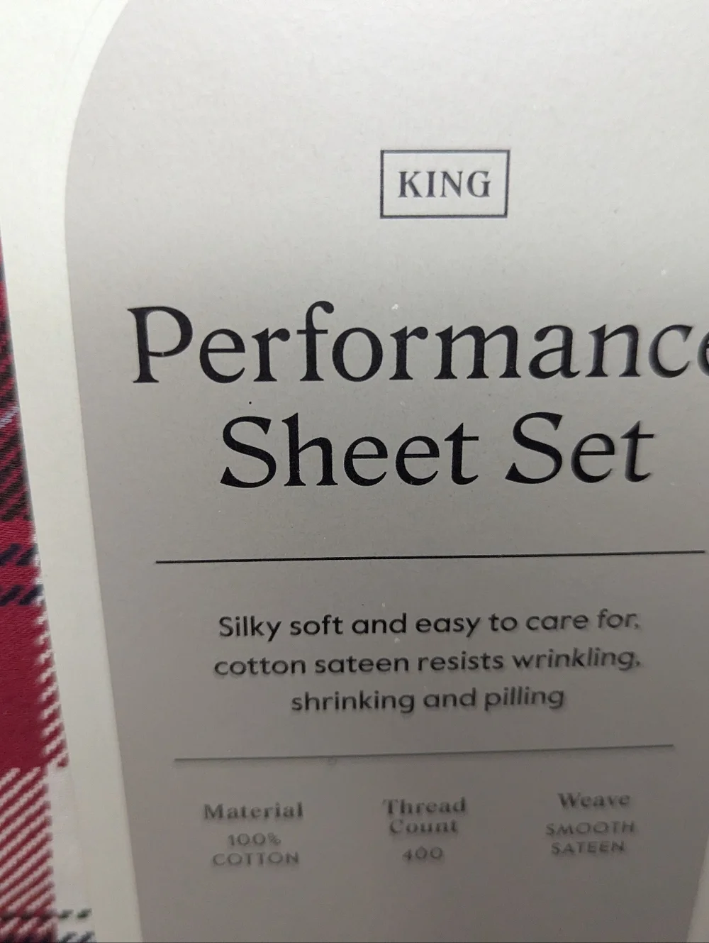 NWT Threshold Red Plaid Cotton King Sheet Set